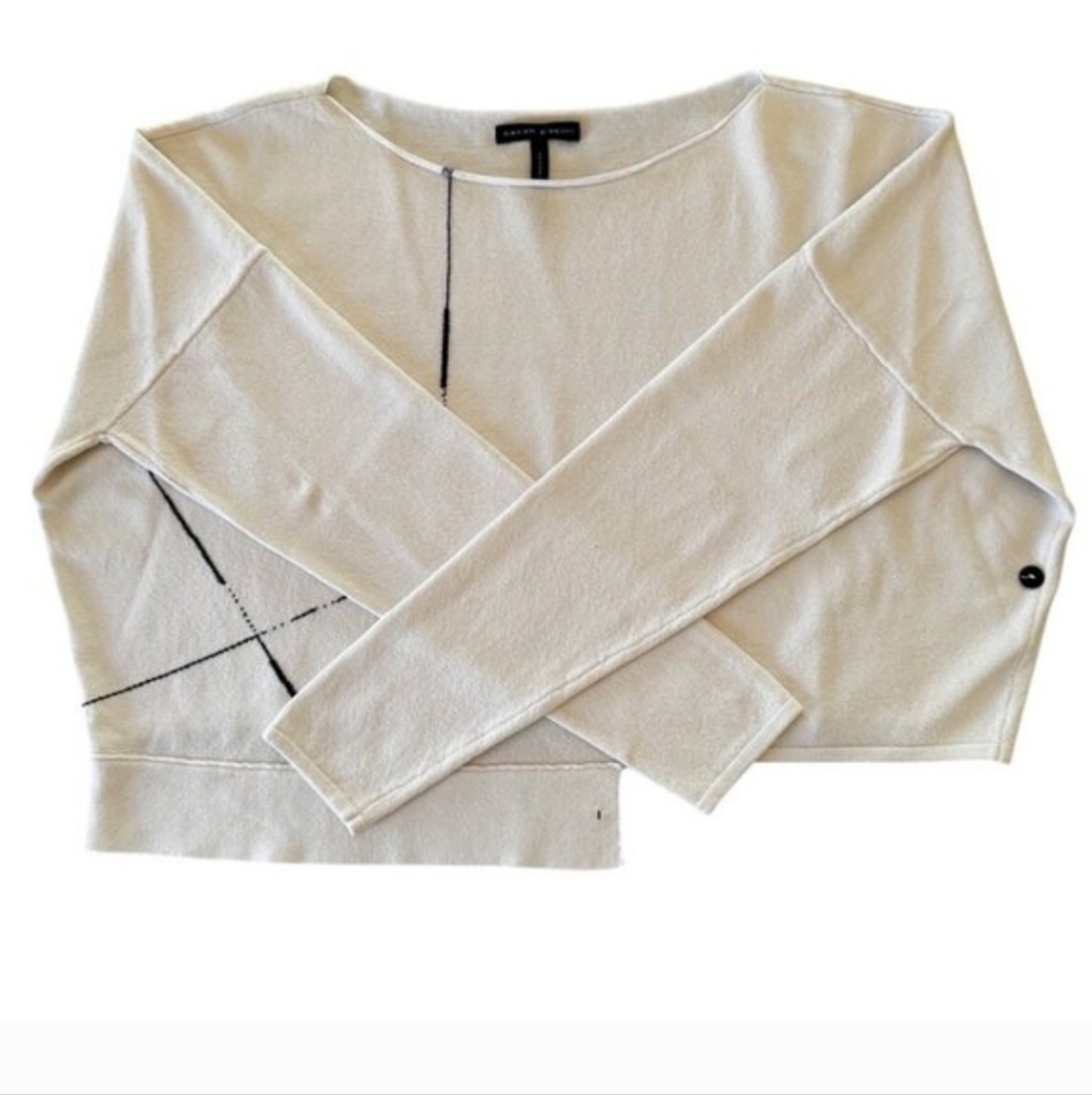 Sarah Pacini Cream Crop Top with Black Accents